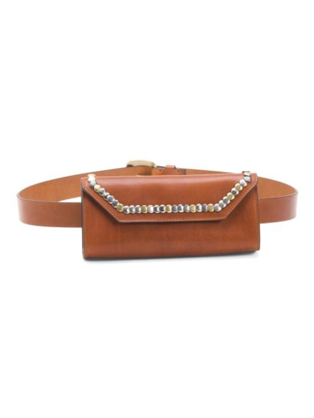 POST & CO Made In Italy Leather Belt Bag With Multi Metal Studs